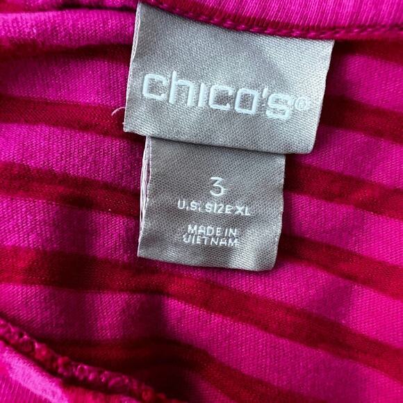 Chico's 3 (L 16) women's pink striped T-shirt, short sleeve - Picture 8 of 9